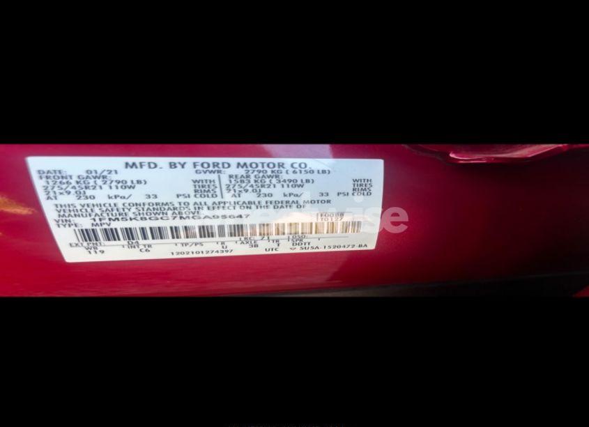 Photo 9 of 2021 Ford Explorer ST (VIN 1FM5K8GC7MGA95647)