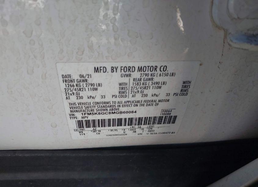 Photo 9 of 2021 Ford Explorer ST (VIN 1FM5K8GC8MGB60084)