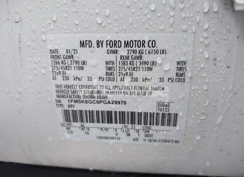 Photo 9 of 2023 Ford Explorer ST (VIN 1FM5K8GC8PGA29970)