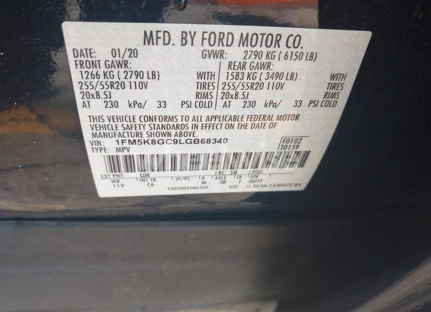 Photo 9 of 2020 Ford Explorer ST (VIN 1FM5K8GC9LGB68340)