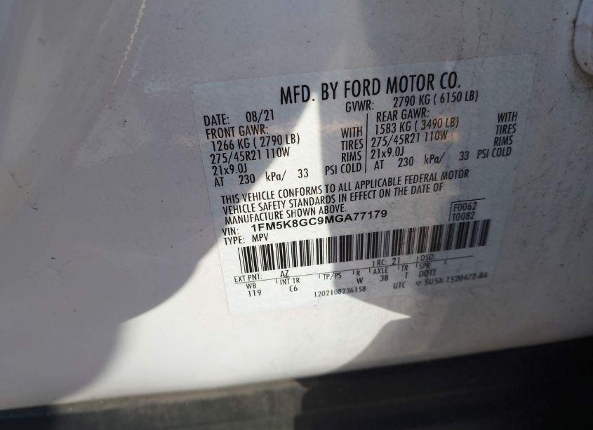 Photo 9 of 2021 Ford Explorer ST (VIN 1FM5K8GC9MGA77179)