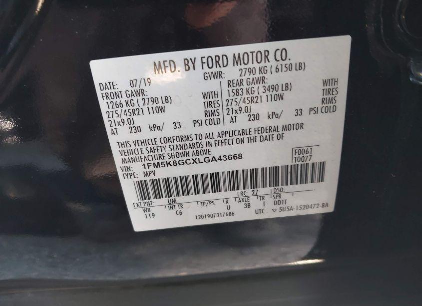 Photo 9 of 2020 Ford Explorer ST (VIN 1FM5K8GCXLGA43668)