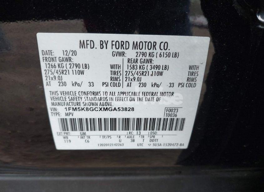 Photo 9 of 2021 Ford Explorer ST (VIN 1FM5K8GCXMGA53828)