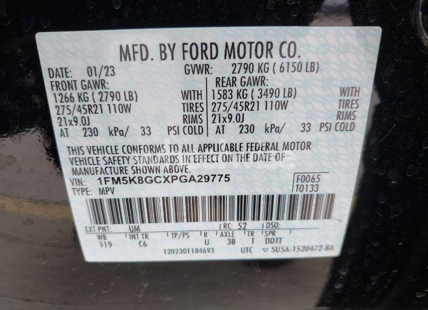 Photo 9 of 2023 Ford Explorer ST (VIN 1FM5K8GCXPGA29775)