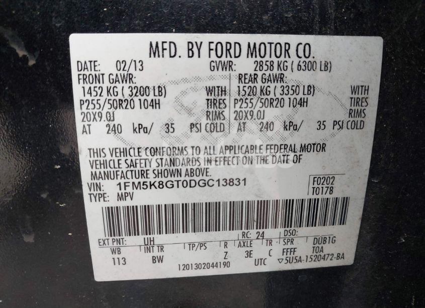 Photo 9 of 2013 Ford Explorer SPORT (VIN 1FM5K8GT0DGC13831)