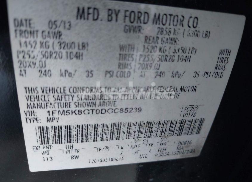 Photo 9 of 2013 Ford Explorer SPORT (VIN 1FM5K8GT0DGC85239)