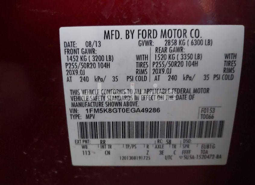 Photo 9 of 2014 Ford Explorer SPORT (VIN 1FM5K8GT0EGA49286)