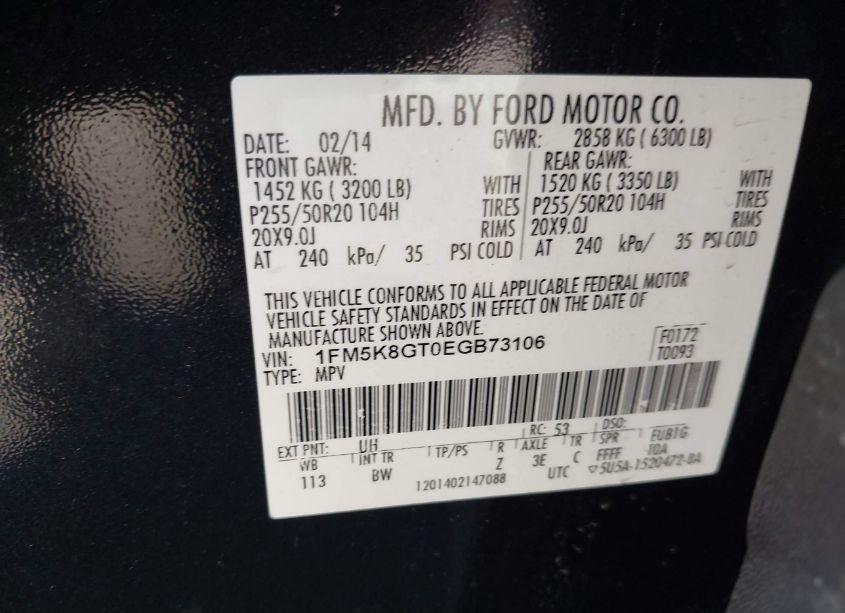 Photo 9 of 2014 Ford Explorer SPORT (VIN 1FM5K8GT0EGB73106)