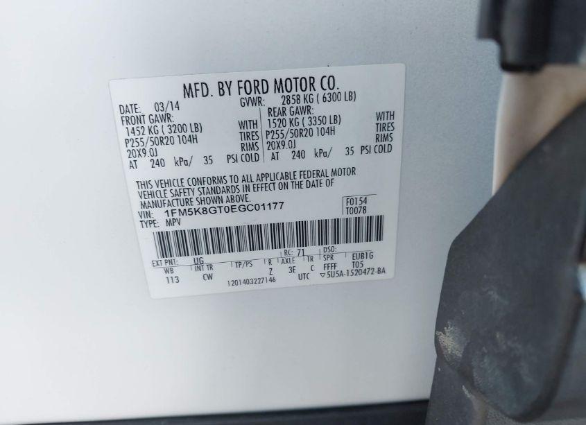 Photo 9 of 2014 Ford Explorer SPORT (VIN 1FM5K8GT0EGC01177)