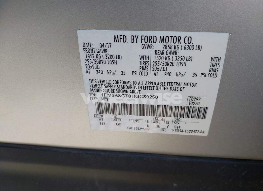 Photo 9 of 2017 Ford Explorer SPORT (VIN 1FM5K8GT0HGC89250)