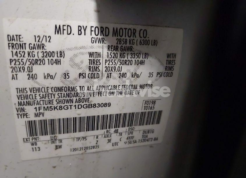 Photo 9 of 2013 Ford Explorer SPORT (VIN 1FM5K8GT1DGB83089)