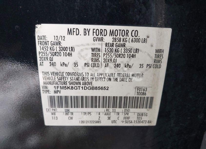 Photo 9 of 2013 Ford Explorer SPORT (VIN 1FM5K8GT1DGB85652)