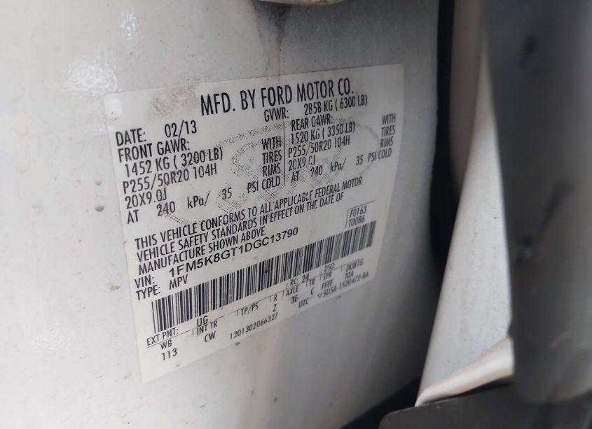 Photo 9 of 2013 Ford Explorer SPORT (VIN 1FM5K8GT1DGC13790)