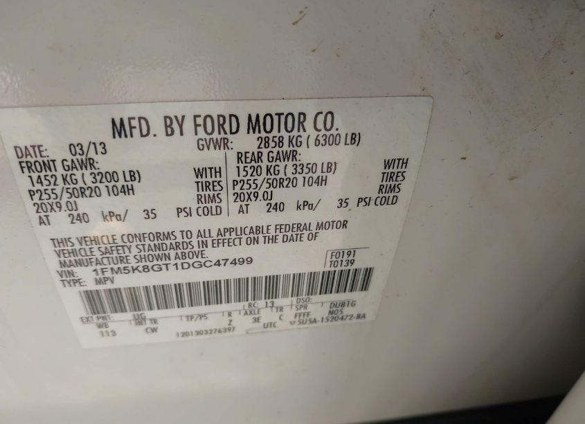 Photo 9 of 2013 Ford Explorer SPORT (VIN 1FM5K8GT1DGC47499)