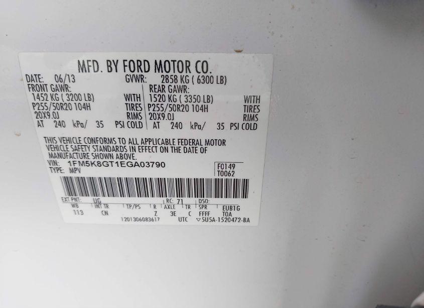 Photo 9 of 2014 Ford Explorer SPORT (VIN 1FM5K8GT1EGA03790)