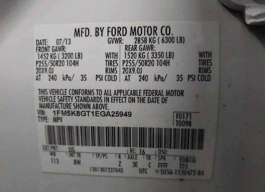 Photo 9 of 2014 Ford Explorer SPORT (VIN 1FM5K8GT1EGA25949)