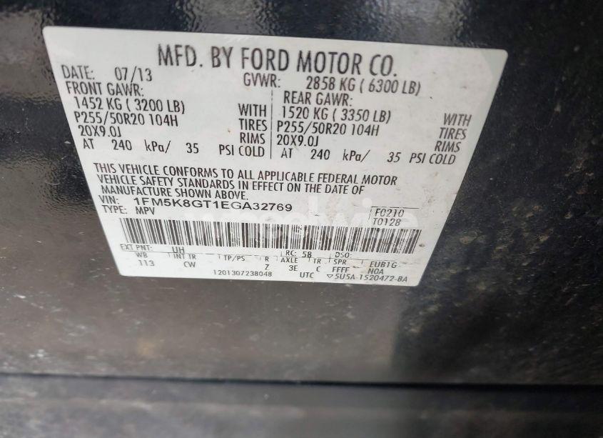 Photo 9 of 2014 Ford Explorer SPORT (VIN 1FM5K8GT1EGA32769)