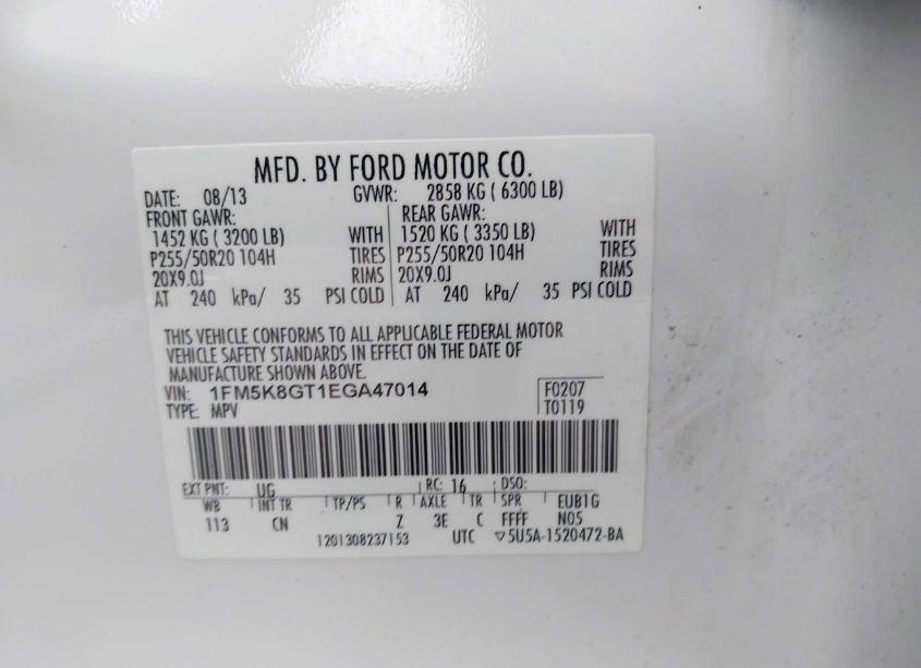 Photo 9 of 2014 Ford Explorer SPORT (VIN 1FM5K8GT1EGA47014)