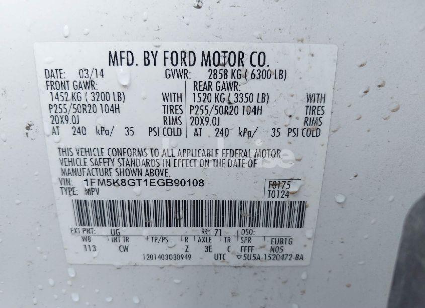 Photo 9 of 2014 Ford Explorer SPORT (VIN 1FM5K8GT1EGB90108)