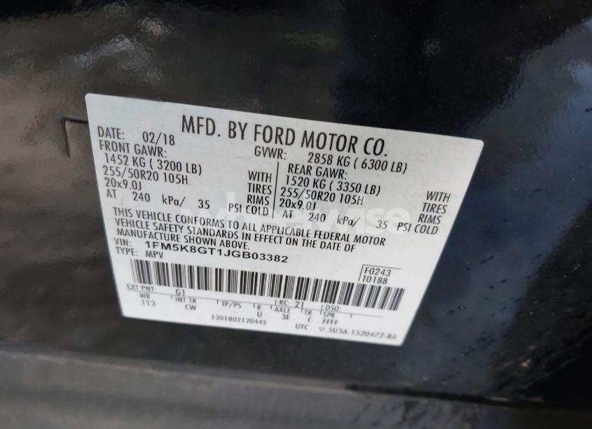 Photo 9 of 2018 Ford Explorer SPORT (VIN 1FM5K8GT1JGB03382)