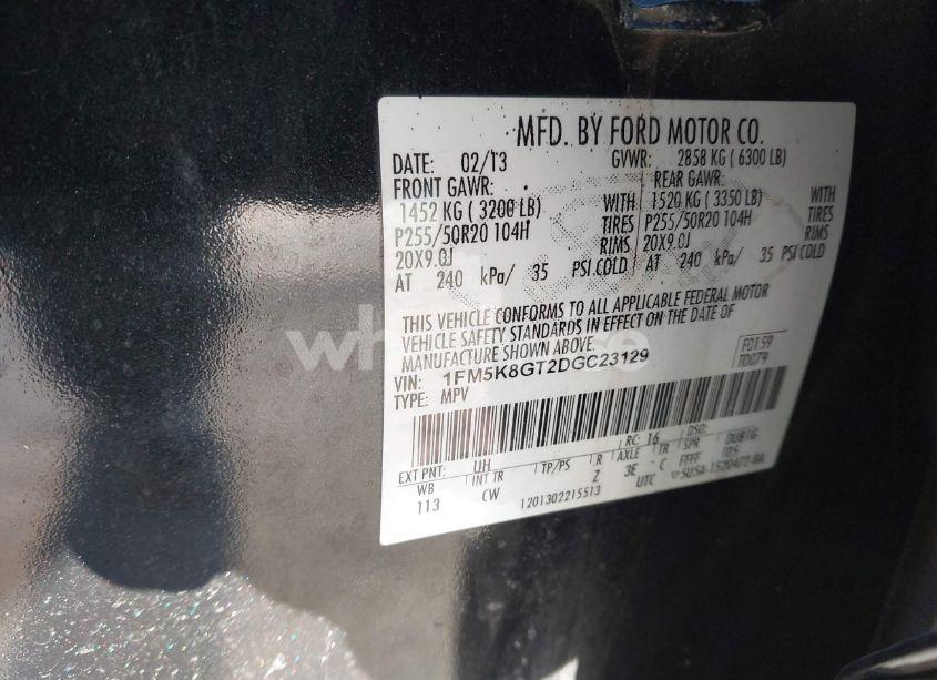 Photo 9 of 2013 Ford Explorer SPORT (VIN 1FM5K8GT2DGC23129)