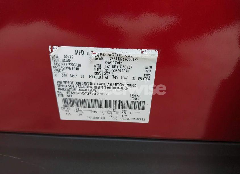 Photo 9 of 2015 Ford Explorer SPORT (VIN 1FM5K8GT2FGC11064)