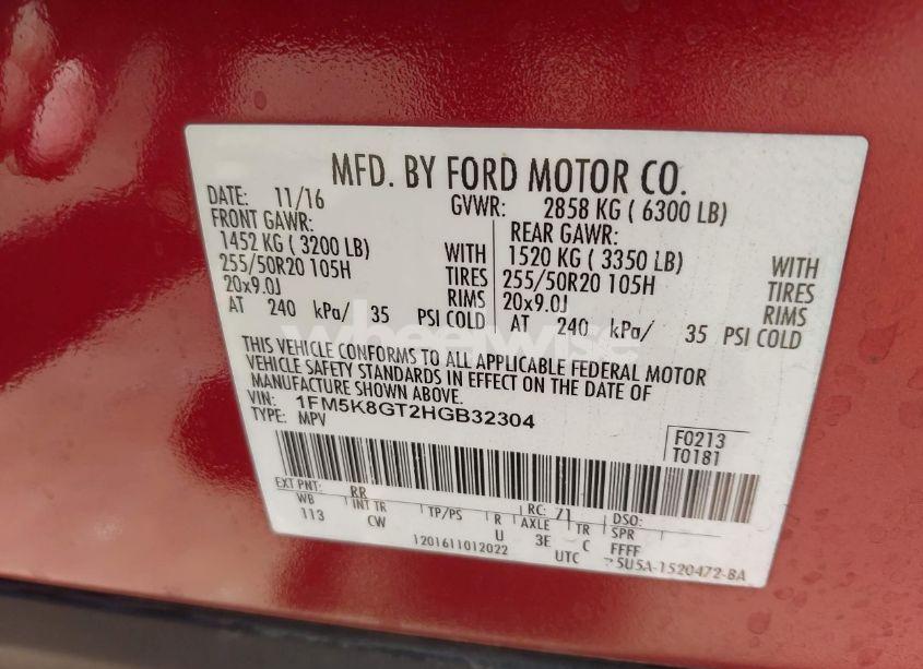 Photo 9 of 2017 Ford Explorer SPORT (VIN 1FM5K8GT2HGB32304)