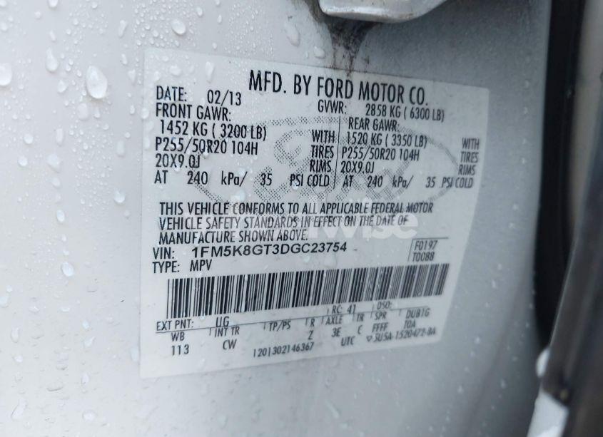 Photo 9 of 2013 Ford Explorer SPORT (VIN 1FM5K8GT3DGC23754)