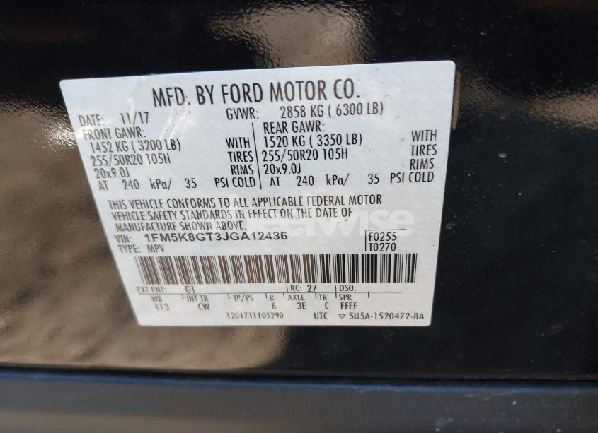 Photo 9 of 2018 Ford Explorer SPORT (VIN 1FM5K8GT3JGA12436)