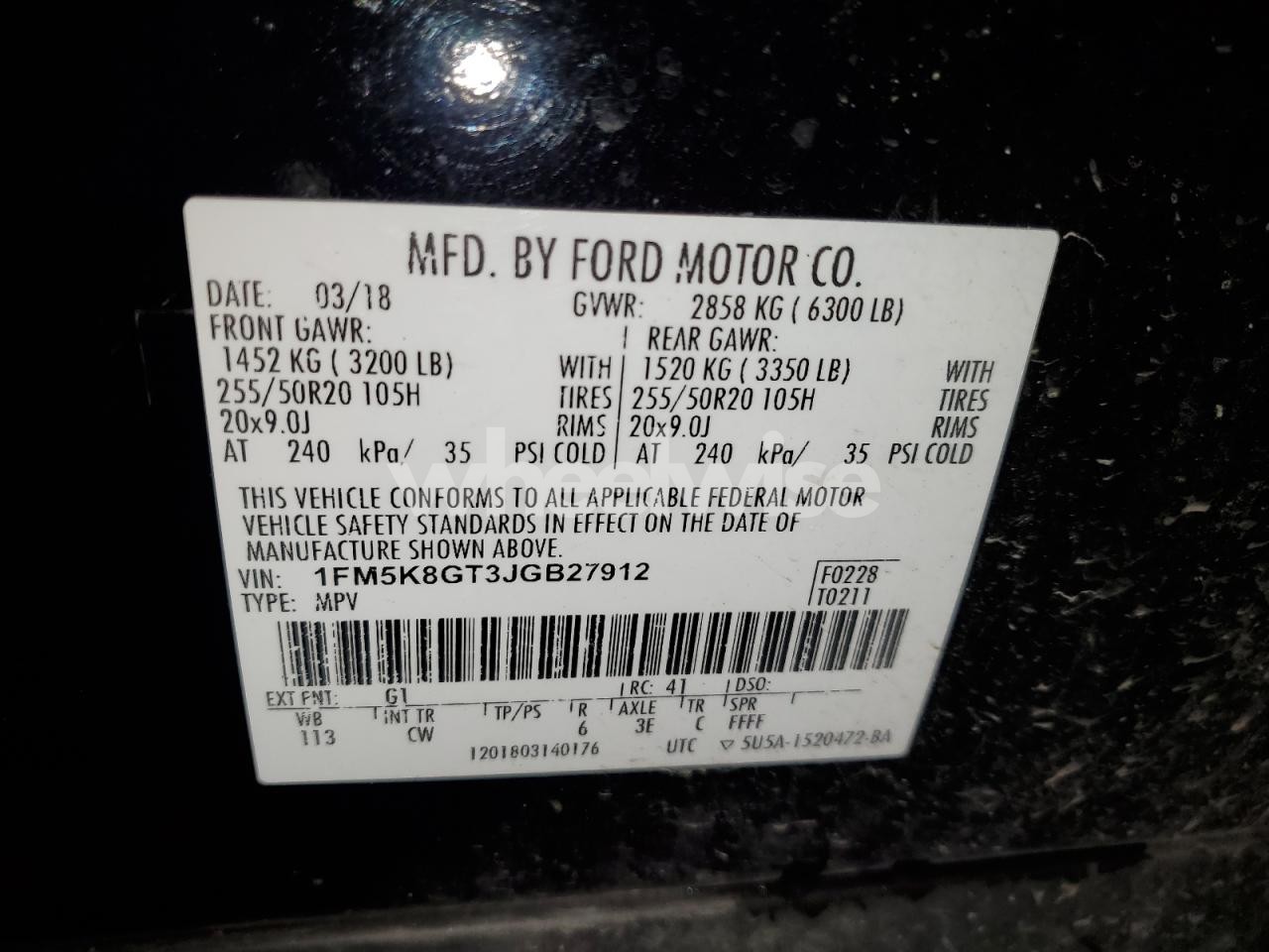 Photo 13 of 2018 FORD EXPLORER SPORT (VIN 1FM5K8GT3JGB27912)