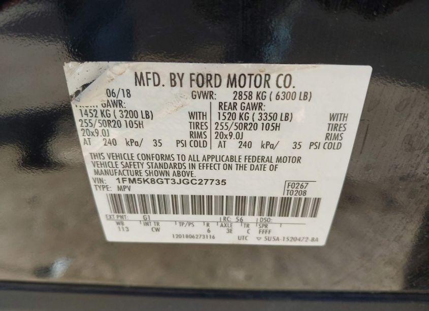 Photo 9 of 2018 Ford Explorer SPORT (VIN 1FM5K8GT3JGC27735)