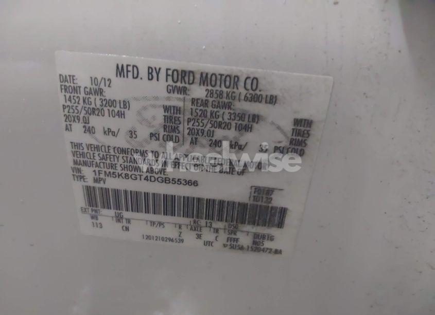 Photo 9 of 2013 Ford Explorer SPORT (VIN 1FM5K8GT4DGB55366)