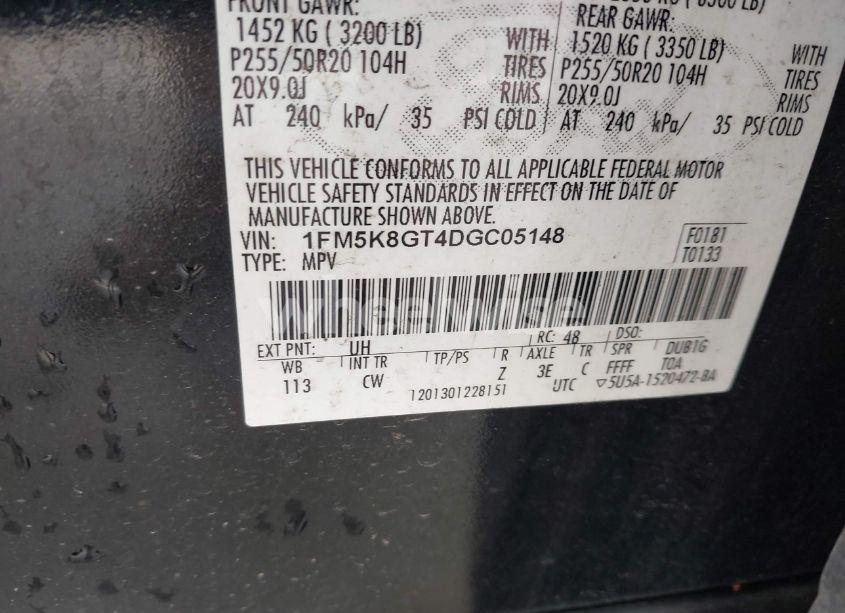 Photo 9 of 2013 Ford Explorer SPORT (VIN 1FM5K8GT4DGC05148)