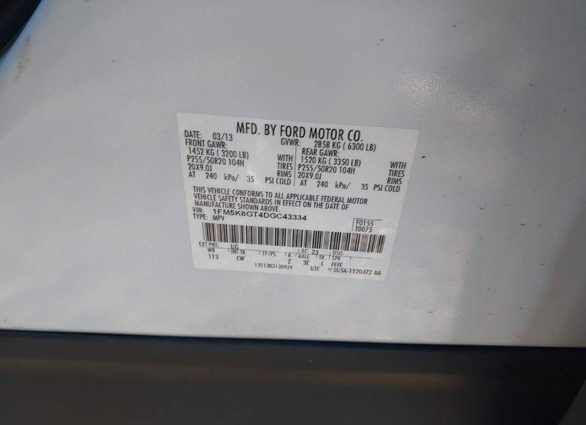 Photo 9 of 2013 Ford Explorer SPORT (VIN 1FM5K8GT4DGC43334)