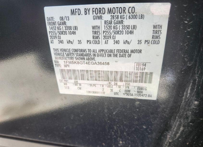 Photo 9 of 2014 Ford Explorer (VIN 1FM5K8GT4EGA36458)