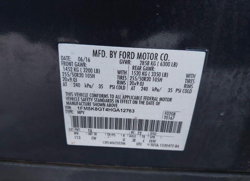 Photo 9 of 2017 Ford Explorer SPORT (VIN 1FM5K8GT4HGA12763)