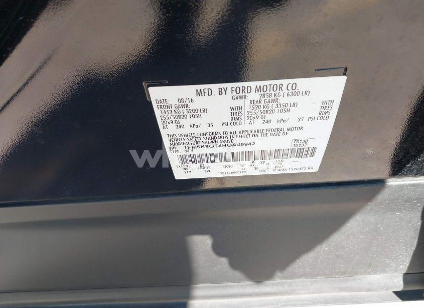 Photo 9 of 2017 Ford Explorer SPORT (VIN 1FM5K8GT4HGA45942)