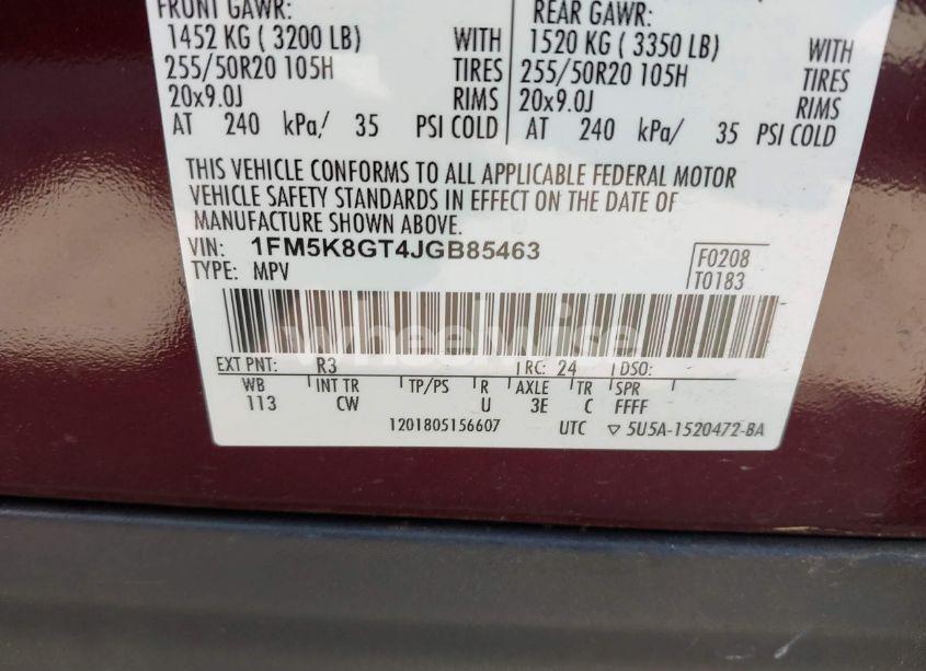 Photo 9 of 2018 Ford Explorer SPORT (VIN 1FM5K8GT4JGB85463)