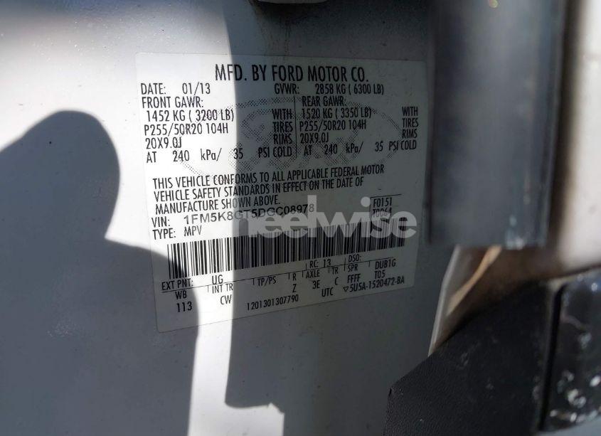 Photo 9 of 2013 Ford Explorer SPORT (VIN 1FM5K8GT5DGC08978)