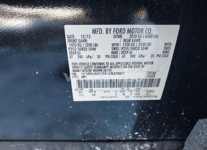 Photo 9 of 2014 Ford Explorer SPORT (VIN 1FM5K8GT5EGB32003)