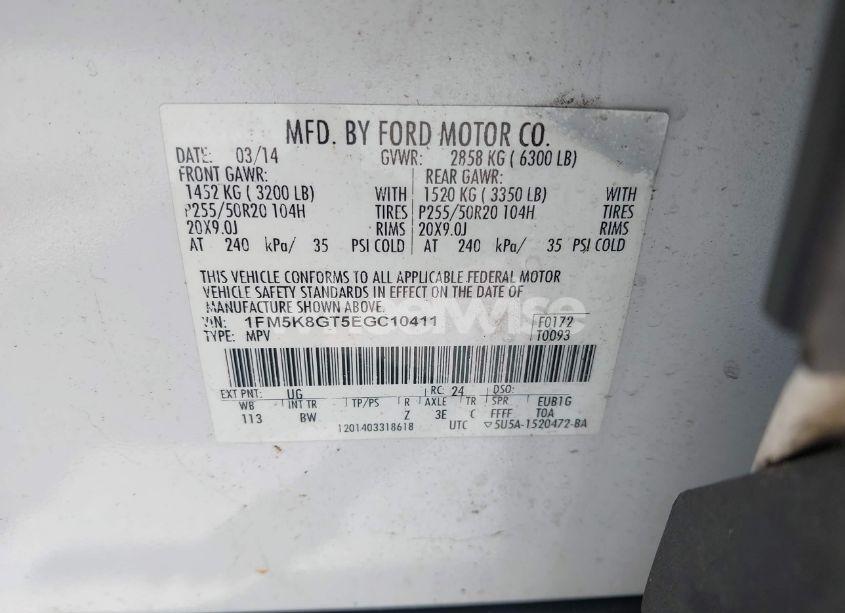 Photo 9 of 2014 Ford Explorer SPORT (VIN 1FM5K8GT5EGC10411)