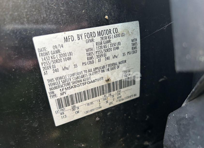 Photo 9 of 2015 Ford Explorer SPORT (VIN 1FM5K8GT5FGA87565)