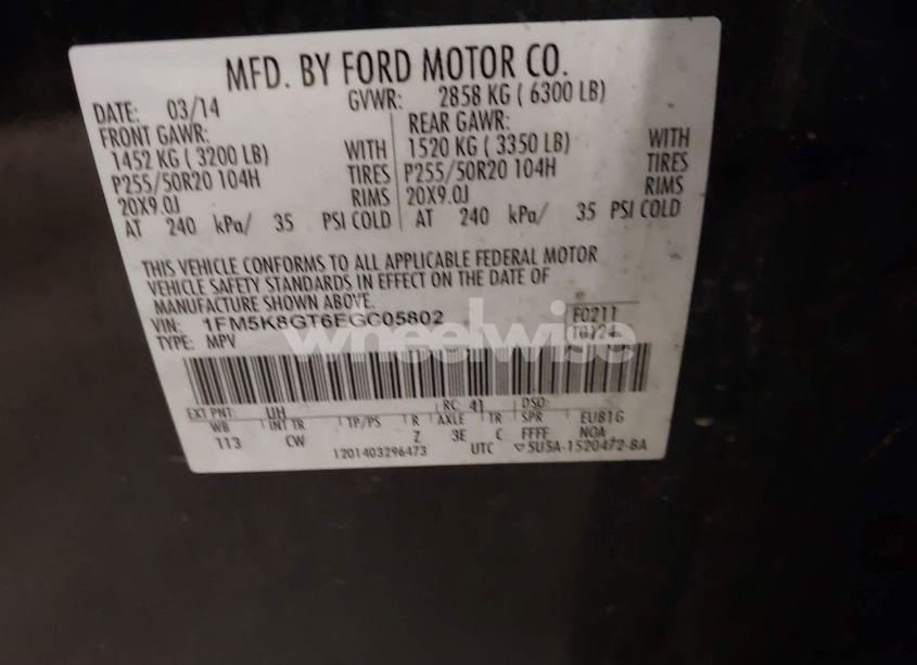 Photo 9 of 2014 Ford Explorer SPORT (VIN 1FM5K8GT6EGC05802)