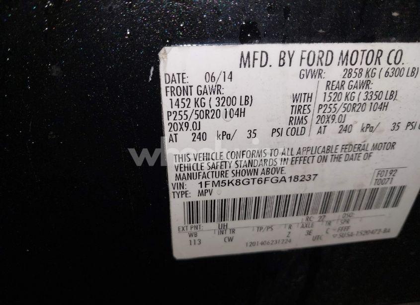 Photo 9 of 2015 Ford Explorer SPORT (VIN 1FM5K8GT6FGA18237)