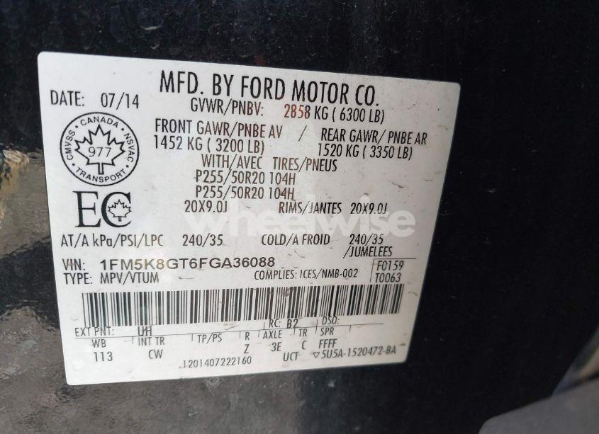 Photo 9 of 2015 Ford Explorer SPORT (VIN 1FM5K8GT6FGA36088)