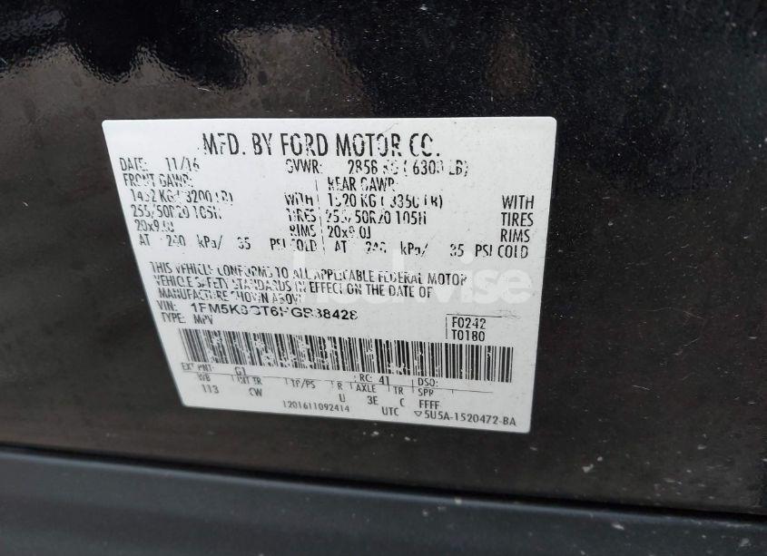 Photo 9 of 2017 Ford Explorer SPORT (VIN 1FM5K8GT6HGB38428)