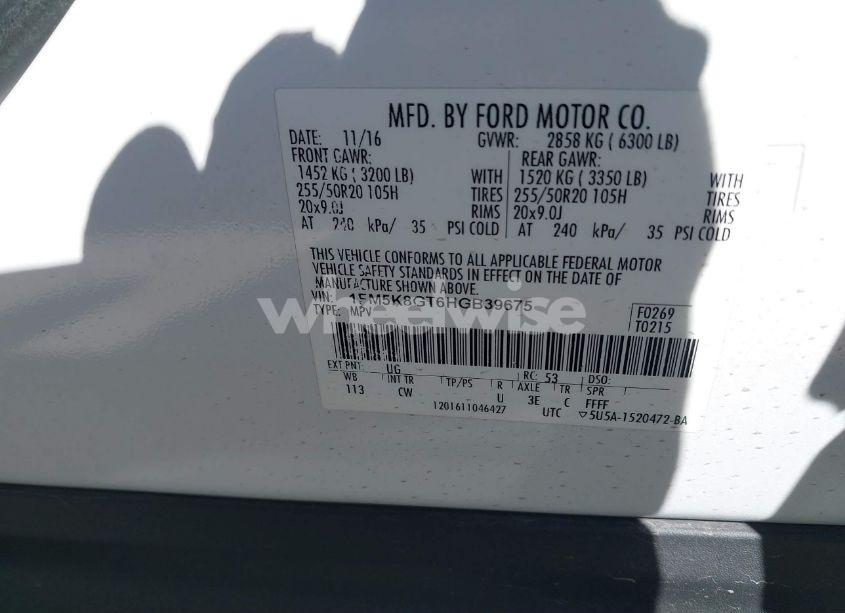 Photo 9 of 2017 Ford Explorer SPORT (VIN 1FM5K8GT6HGB39675)