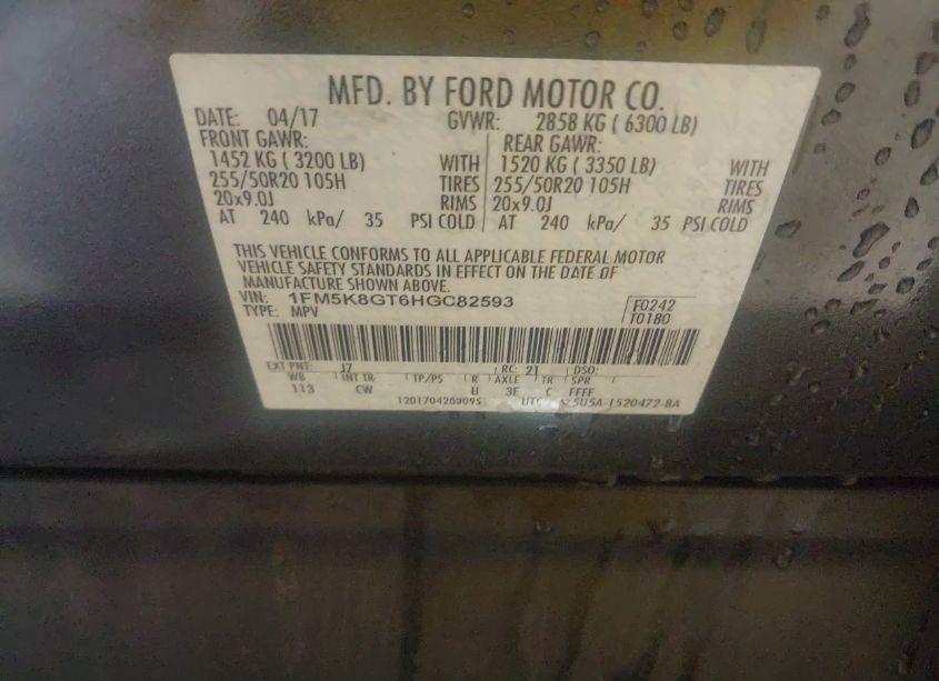 Photo 9 of 2017 Ford Explorer SPORT (VIN 1FM5K8GT6HGC82593)