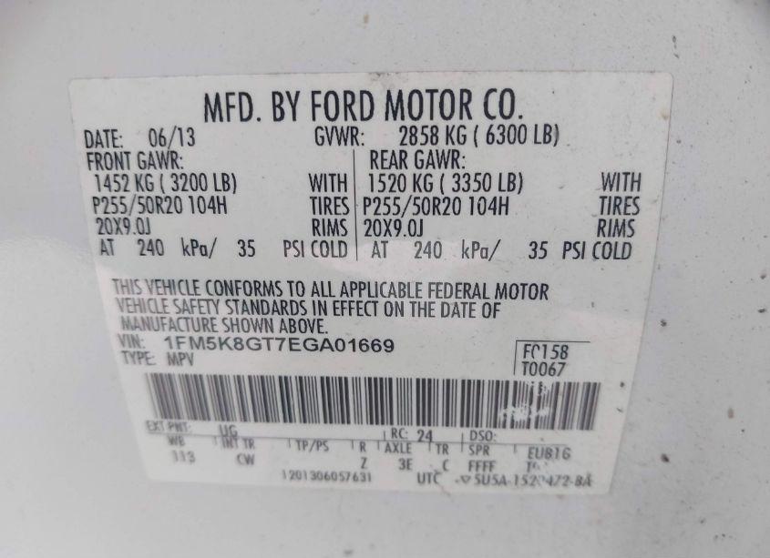 Photo 9 of 2014 Ford Explorer SPORT (VIN 1FM5K8GT7EGA01669)