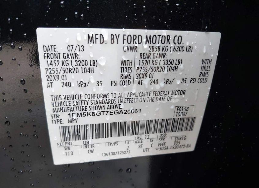 Photo 9 of 2014 Ford Explorer SPORT (VIN 1FM5K8GT7EGA20061)